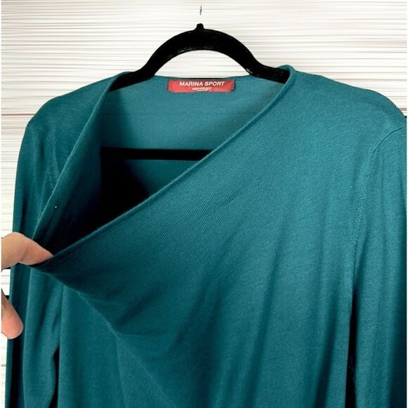 Marina Rinaldi Sport Sweater Tunic Deep Sea Green A-line Cowl Neck M US 12-14 - Picture 4 of 12